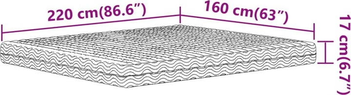Actual product image VidaXL Schaumstoffmatratze 160 x 220 cm Härtegrad H2 H3 (160 x 220 cm, Foam core)