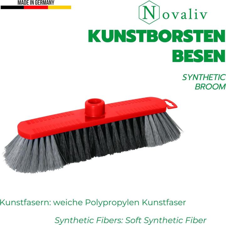Produktbild Novaliv 2er Set Zimmerbesen 30 cm FEINE KUNSTBORSTEN Kehrbesen Rot Saalbesen - OHNE Stiel NUR Besenk (2 Stk.)