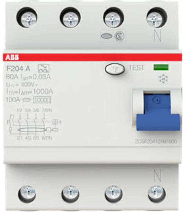 Image du produit ABB F204A-80/0,03 Disjoncteur différentiel 80A 4 pôles 30mA