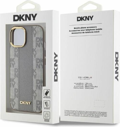 Produktbild DKNY PU Leather Checkered Pattern Magsafe Case for iPhone 15 Beige (Apple iPhone 15)