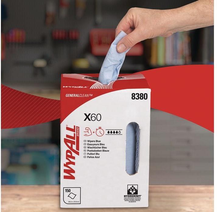 Actual product image Wypall Wipe X-60, made of hydroknit material, 150 wipes, 1-ply (1 pcs.)