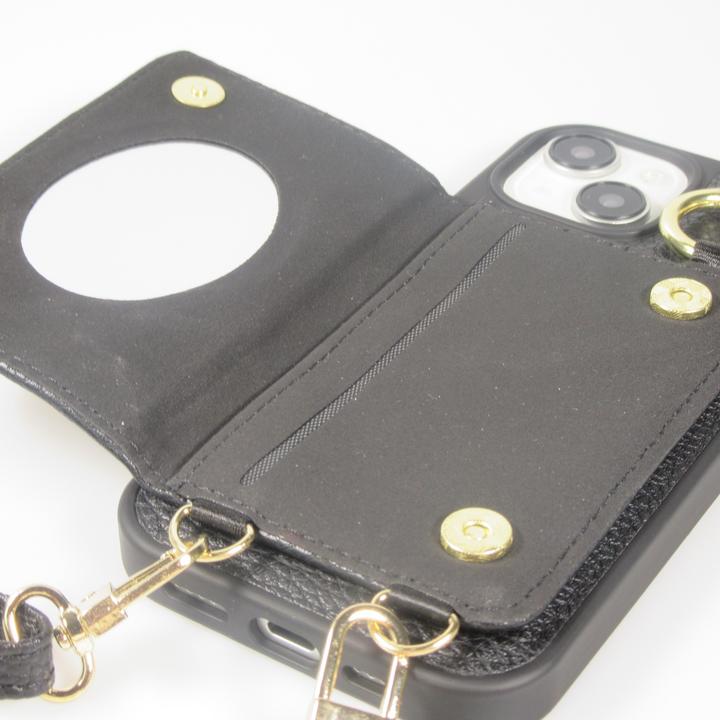 Actual product image PhoneLook Hülle Gepolstertes Leder mit Spiegel und Kartenfach grosse abnehmbare Riemen (Apple iPhone 15)