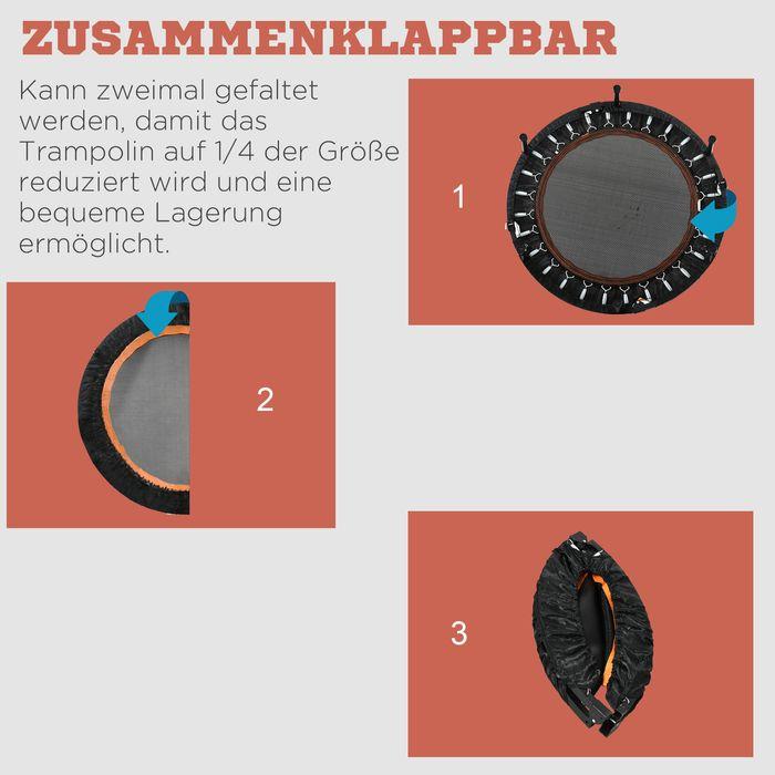 Immagine prodotto Swisshandel24 102 cm Fitness-Trampolin, Faltbares Mini-Trampolin mit Haltegriff, Schwarz (102 cm)