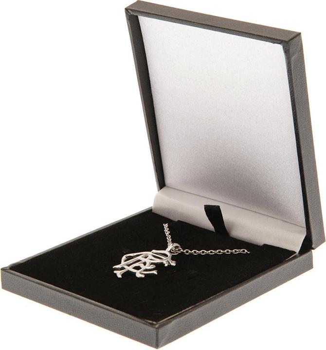 Image du produit Rangers FC Collier et pendentif en acier inoxydable avec écusson en forme de volute (Matériau 100% synthétique)