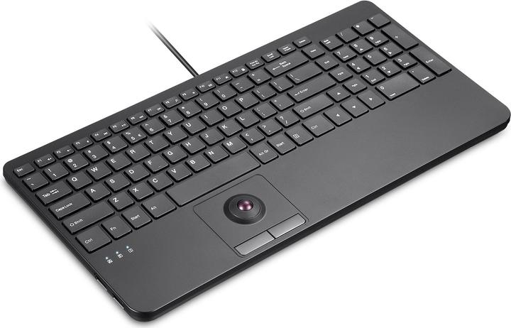 Produktbild Perixx PERIBOARD-538 H DE, Kabelgebundene USB-Tastatur mit Trackball - Scherentasten - 2 USB-Hubs in (DE, Kabelgebunden)