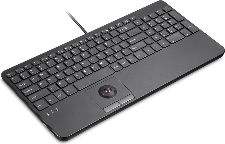 Actual product image Perixx PERIBOARD-538 H EN, wired USB keyboard with trackball - scissor keys - 2 USB hubs in (DE, Cable)