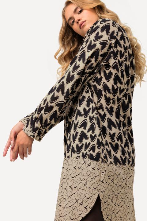 Immagine prodotto Ulla Popken Blusa lunga con effetto patchwork, cuori, collo da camicia e maniche lunghe (58)