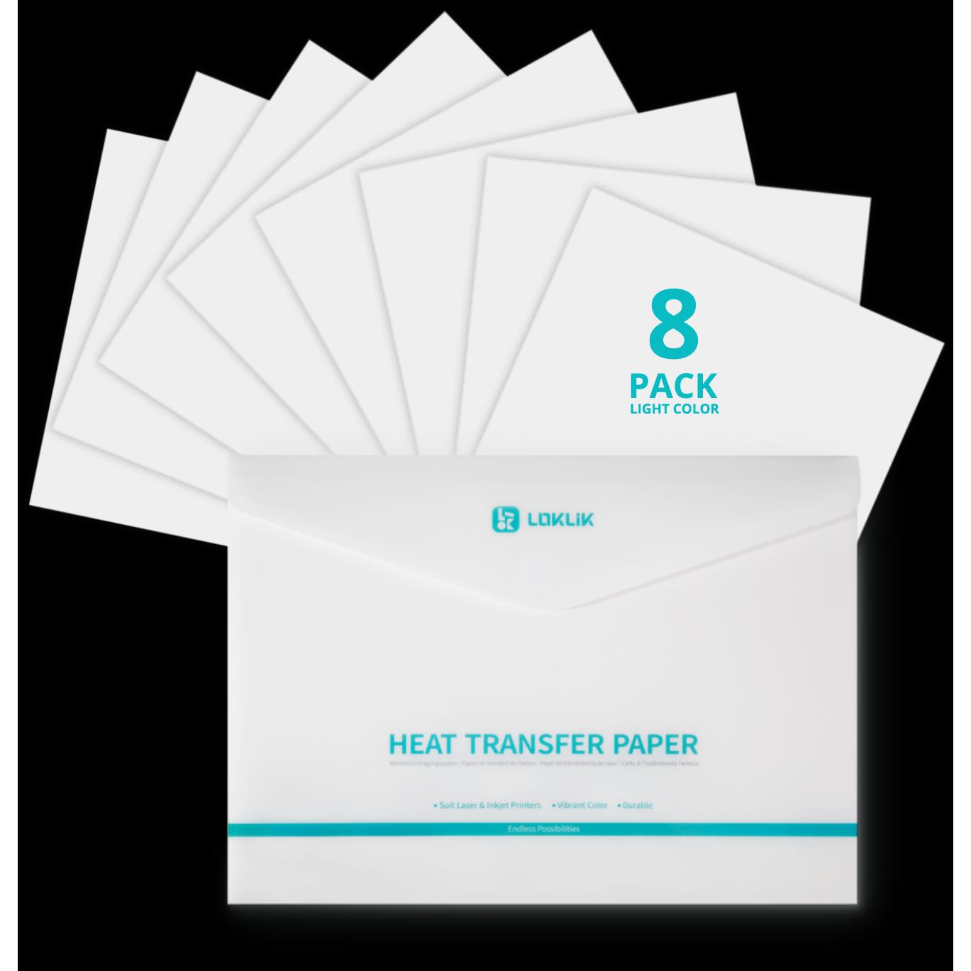 Loklik Heat Transfer Paper Sheet - 8 Pack - Light (Zubehör), 3D Drucker Zubehör