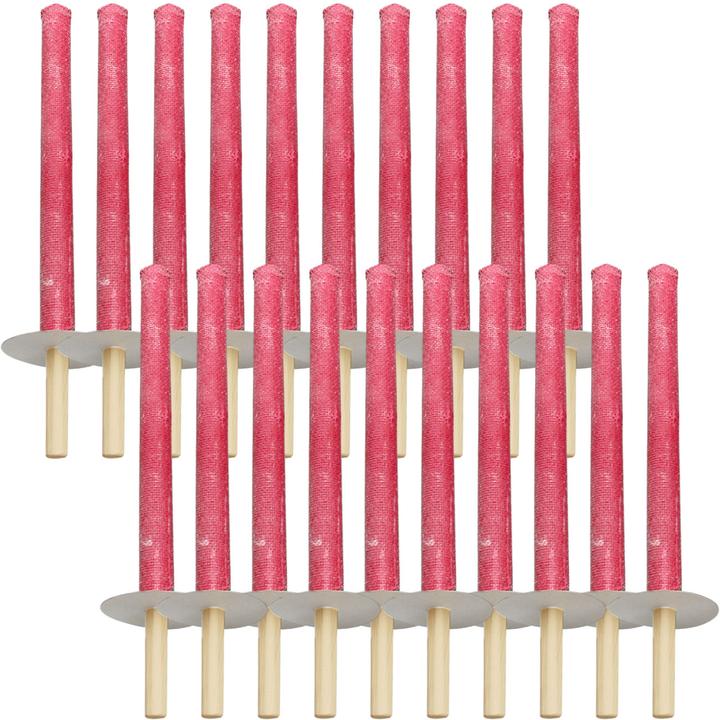 Ströbel Lot de 20 torches à cire avec poignée en bois et disque de protection de la main, durée de