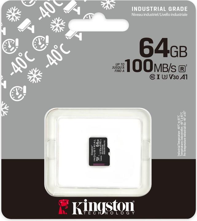 Actual product image Kingston microSDXC Industrial pSLC (64 GB, microSDXC, U3, UHS-I)