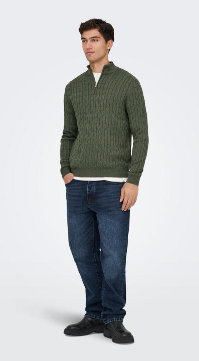 Produktbild Only & Sons Onsloui Reg 12 Cabel Half Zip Knit Noos (XXL)