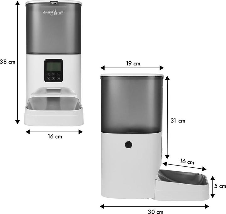 Productafbeelding Greenblue Automatic Pet Food Dispenser / Feeder 6L USB 5V1A GB393 (6 l)