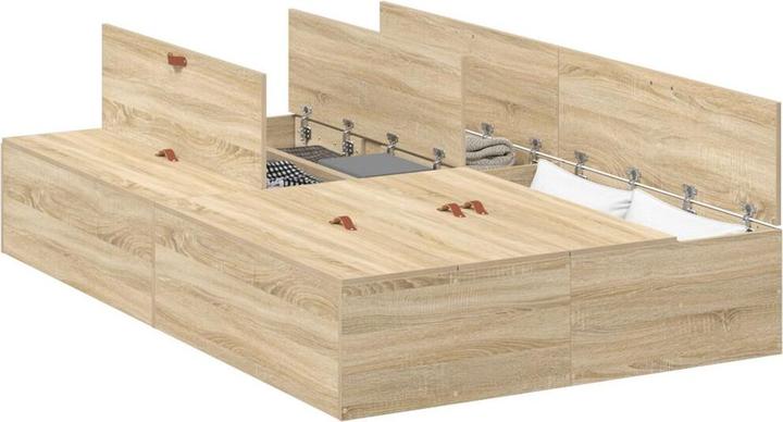 Produktbild vidaXL Bettgestell mit Stauraum Sonoma Eiche 120x200 cm (120 x 200 cm)
