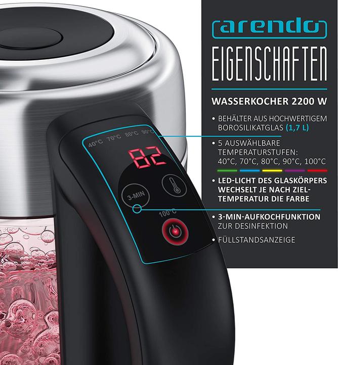 Immagine prodotto Arendo Bollitore, Foro automatico per l'acqua (1.70 l)