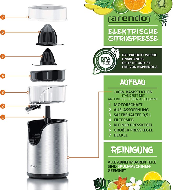 Produktbild Arendo Zitruspresse, A: Silber