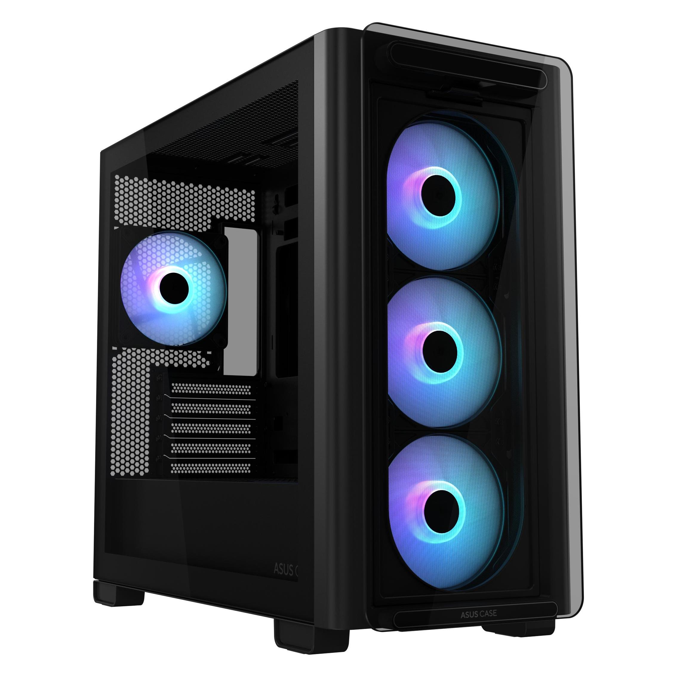 ASUS Geh A23 PLUS TG ARGB BLACK (mATX, Mini-ITX), PC Gehäuse, Mehrfarbig, Schwarz