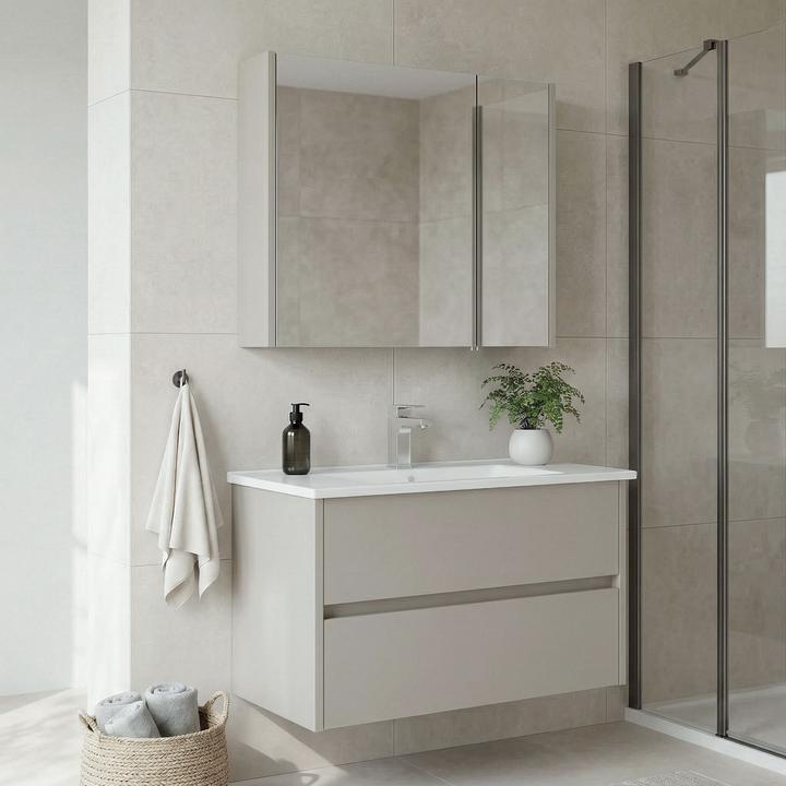 Produktbild Homitis Arno 85 Bathroom Cabinet With Sink & Mirror Set (2 Pieces)