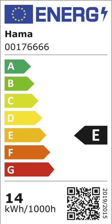 Energy Label Hama Smart LED ceiling light, WLAN, Matter, RGBW, voice/app control, dimmable (1900 lm)