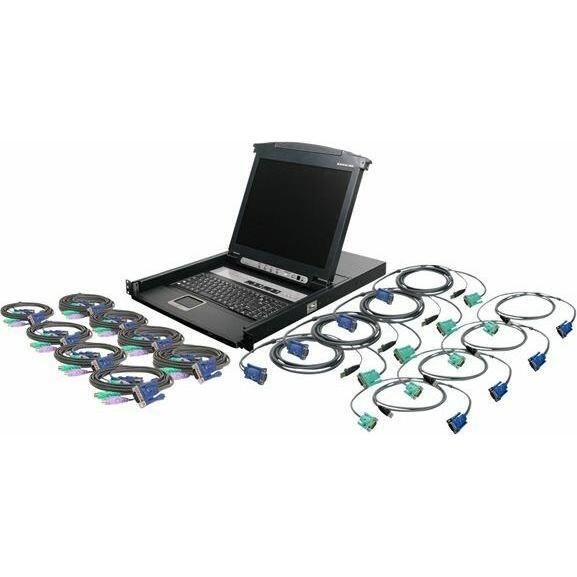 Iogear 17" LCD Combo 16 port KVM, KVM Switch, Schwarz