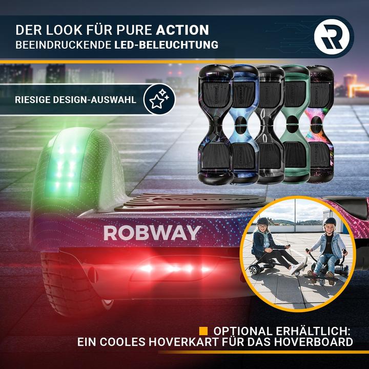 Produktbild Robway Hoverboard W1 E-Balance Board Scooter Elektro Roller Smart Self Balance (Pink Chrom)