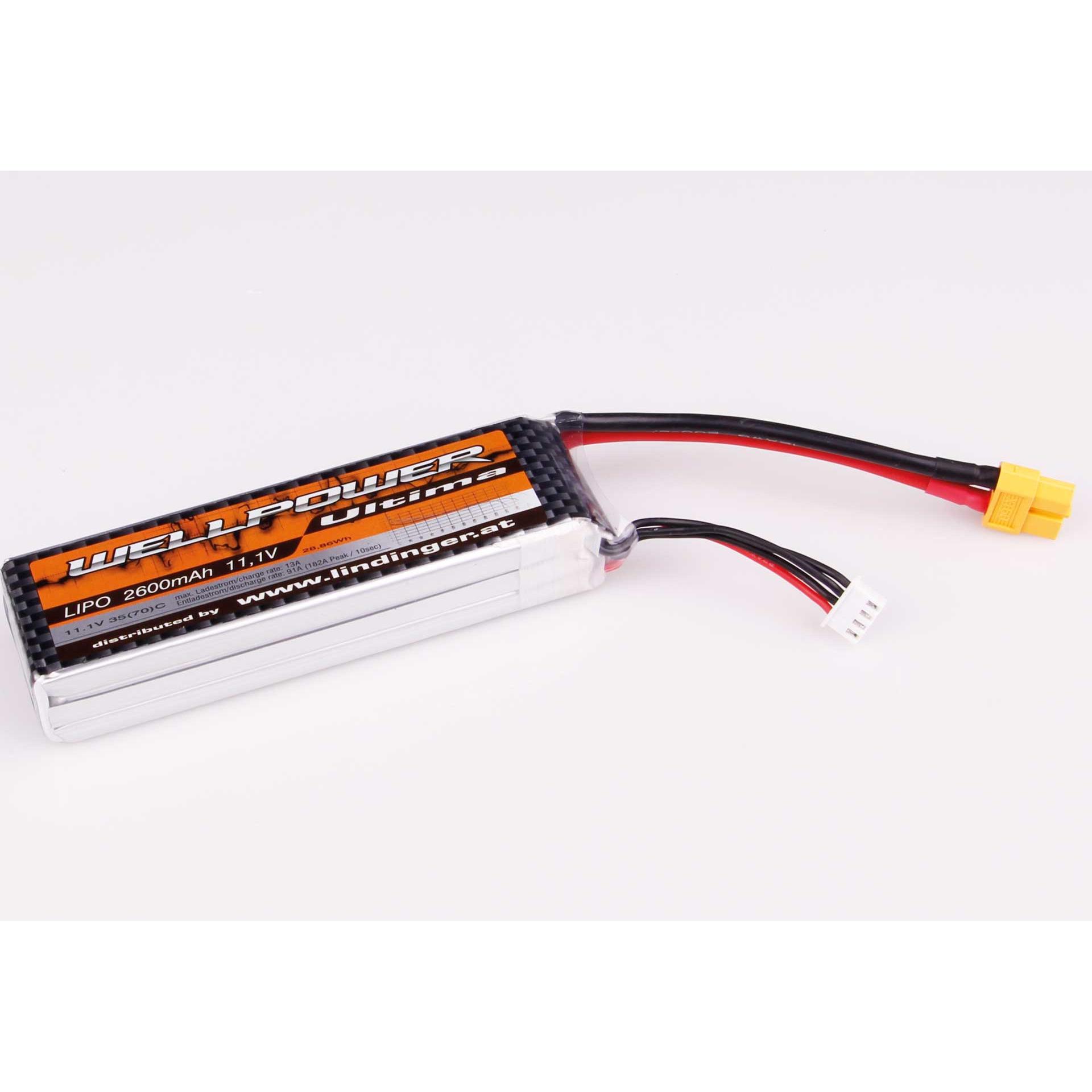 Wellpower Batteria Lipo Ultima 2600 mAh / 11,1 Volt 3S 35/70C CH5/8 XT-60 (11.10 V, 2600 mAh)