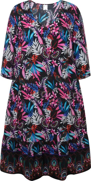 Produktbild Miamoda Kleid, A-Line, Alloverdruck, V-Ausschnitt, 3/4-Ärmel (44)