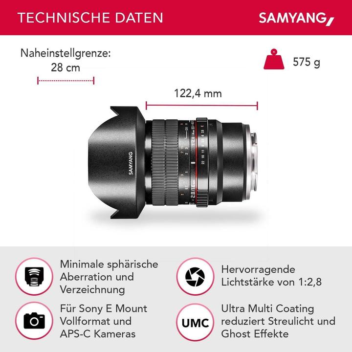 Image du produit Samyang 14mm f/2.8 ED AS IF UMC - Sony E (Sony E, Plein format)