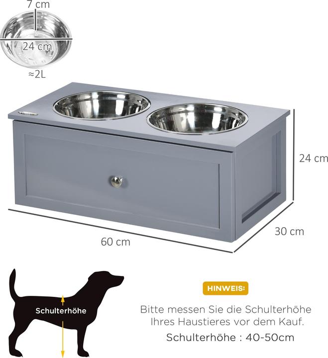 Produktbild PawHut Hundenapf mit Schublade (2 l)