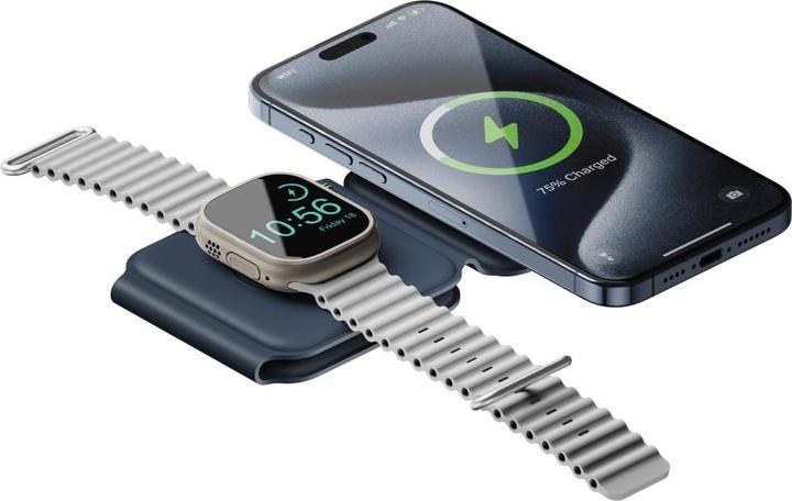 Image du produit Energea GoMag Trio PLUS faltbares kabelloses Ladegerät blau / für iPhone Apple Watch AirPods / 15W (15 W)