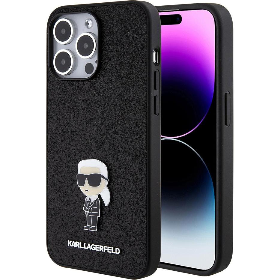 Karl Lagerfeld KLHCP15XGKNPSK iPhone 15 Pro Max 6.7" czarny/black hardcase Fixed Glitter Ikonik Logo (Apple iPhone 15 Pr...