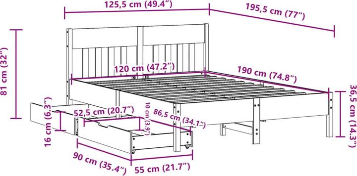 Image du produit vidaXL Bettgestell (120 x 190 cm)