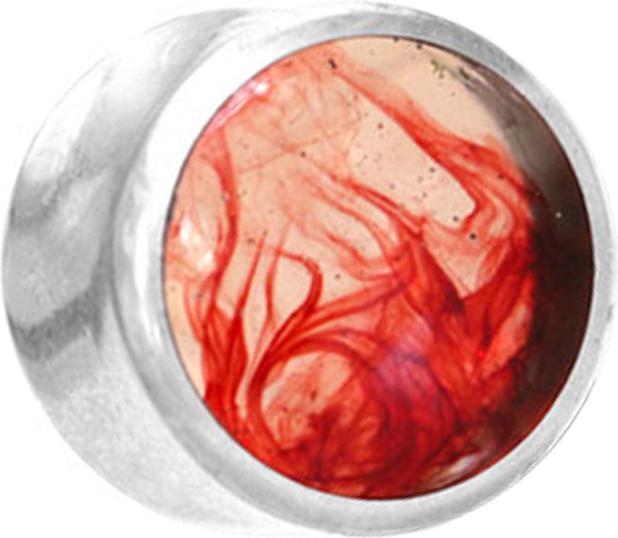Produktbild Star Piercing Flared Plug silber färbung rot Epoxy transparent (Organisch, Messing)