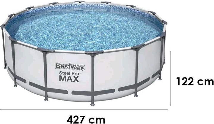 Produktbild Bestway Steel Pro MAX Frame Pool KomplettSet mit Filterpumpe Ø 427 x 122 cmRund (Ø 427 x 122 cm)