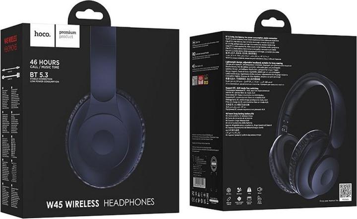 Actual product image Hoco - Wireless Headphones Enjoy (W45) - Over-Ear, Foldable with Bluetooth 5.3 and Microphone - Blue (200 h, Wireless)