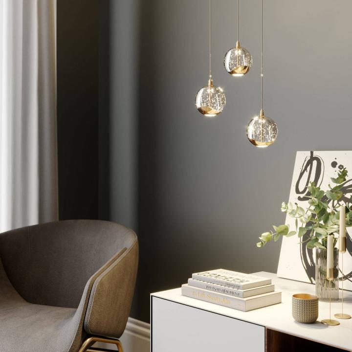 Actual product image Lucande Hayley 3 pendant light Clear/Gold (1175 lm)