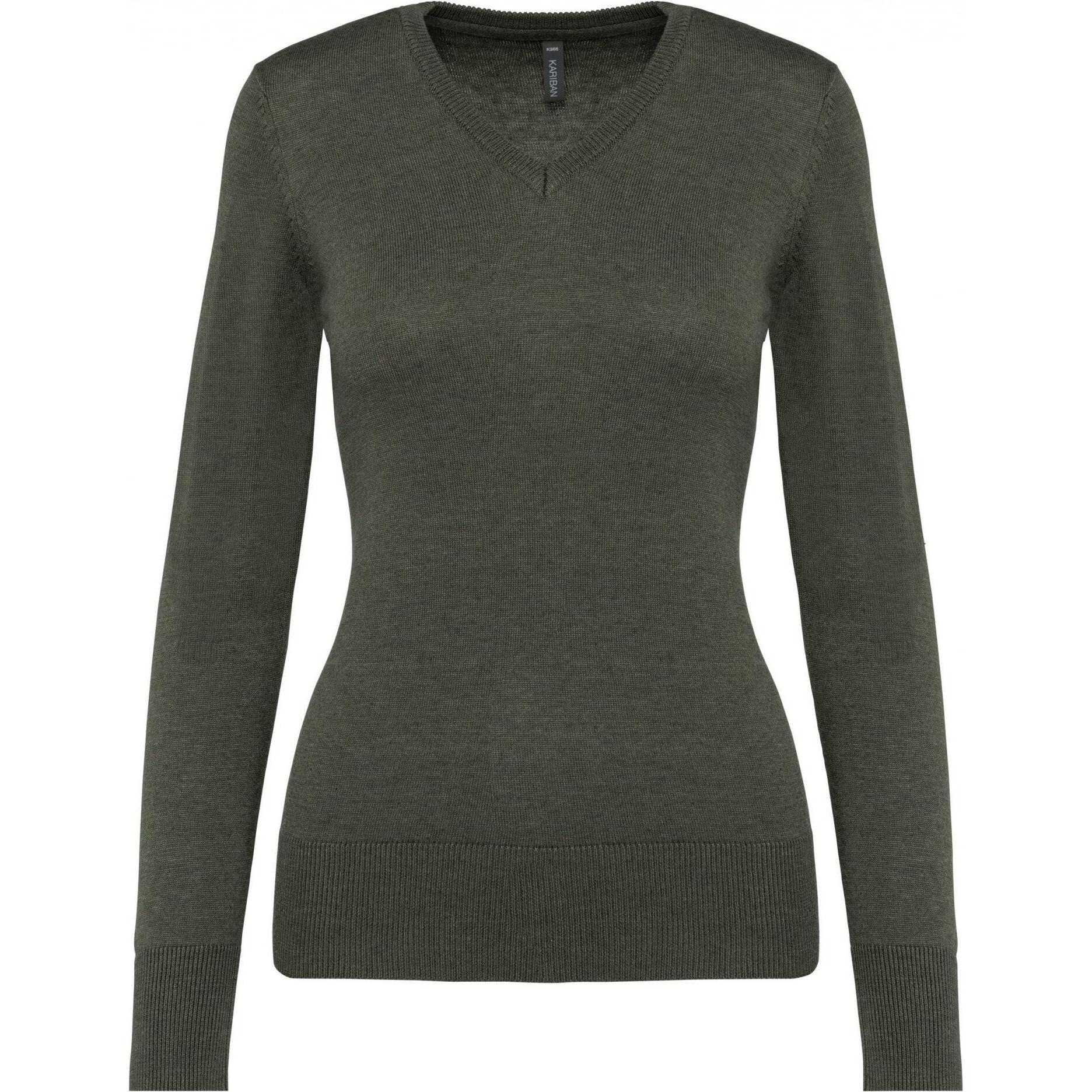 Kariban, Damen, Pullover, Pullover mit V-Ausschnitt Damen, Grün, (S)