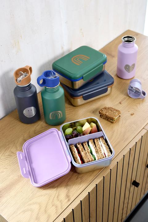 Actual product image Lässig Edelstahl Lunchbox Little Gang Regenbogen grün