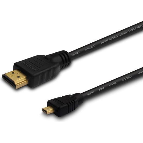 Thumbnail - Savio CL-39 HDMI-Kabel 1 m HDMI Typ A (Standard) HDMI Typ D (Mikrofon) Schwarz (1 m, HDMI), Video Kabel