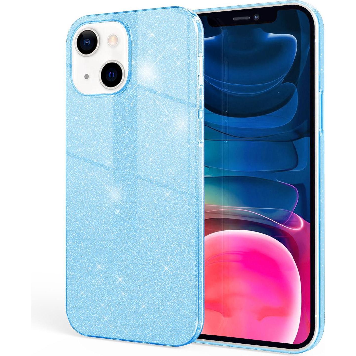Nalia Glitzer Handyhülle (Apple iPhone 13 mini), Smartphone Hülle, Blau