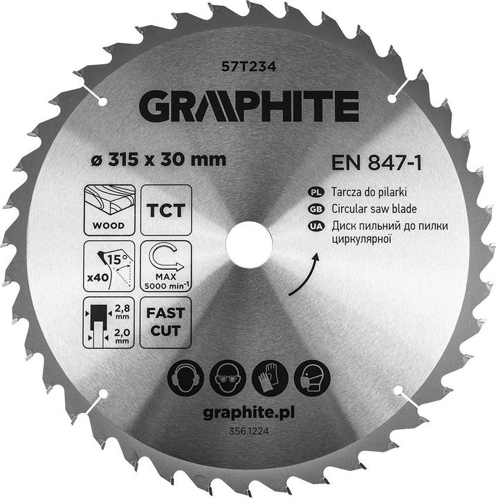 Actual product image Graphite Sägeblatt, widia, 315 x 30 mm, 40 Zähne