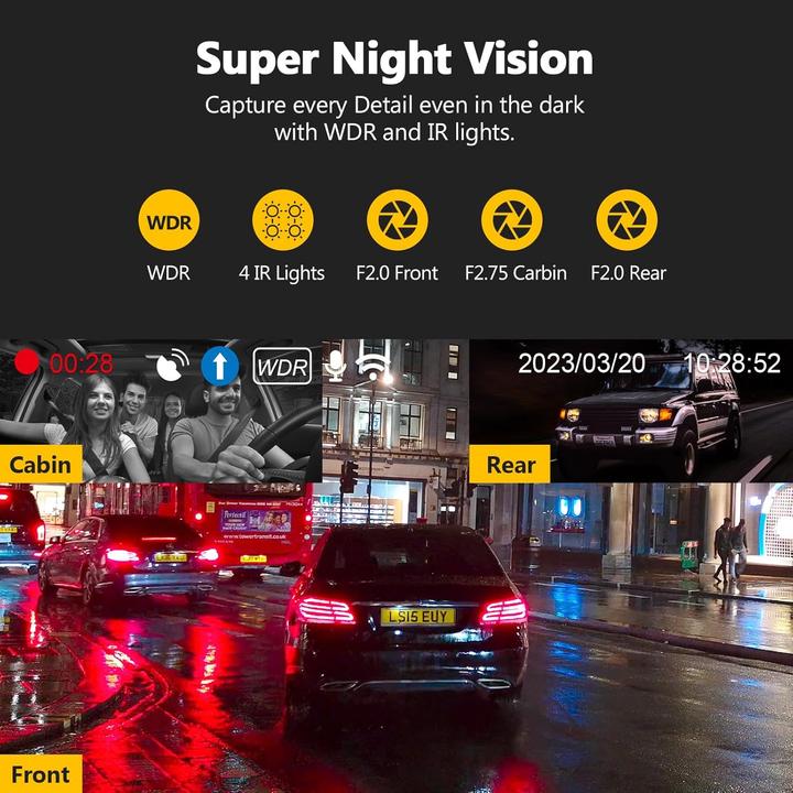 Produktbild Z-Edge Dashcam T3P 3-Kanal 5K mit GPS & Wi-Fi (Eingebautes Display, GPS-Empfänger, Nachtsicht, 5K)
