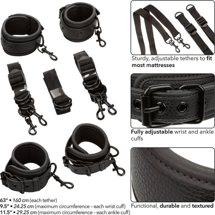 Produktbild CalExotics Nocturnal Bettfesseln Leder Verstellbar Schwarz