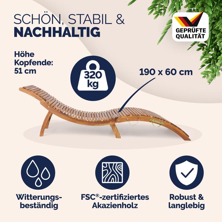 Image du produit Casaria Chaise longue à bascule (190 cm)