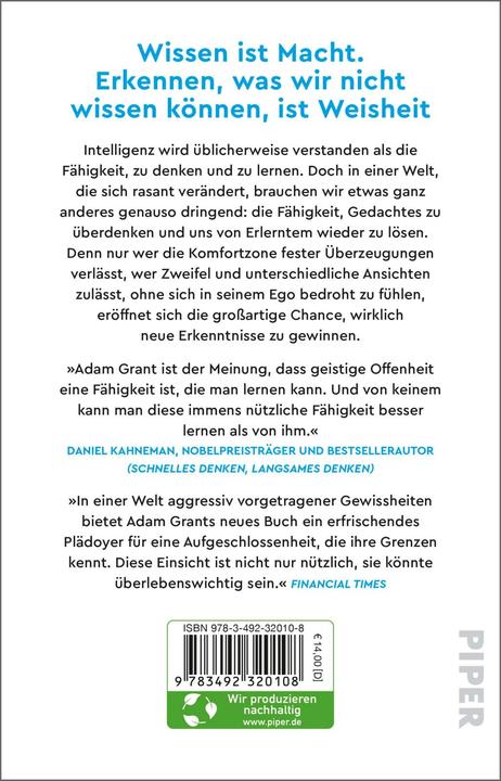 Produktbild Think Again – Die Kraft des flexiblen Denkens (Deutsch, Adam Grant, 2024)