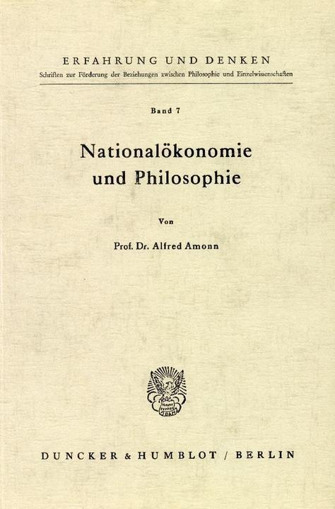 Produktbild Nationalökonomie und Philosophie (Alfred Amonn, 1965)