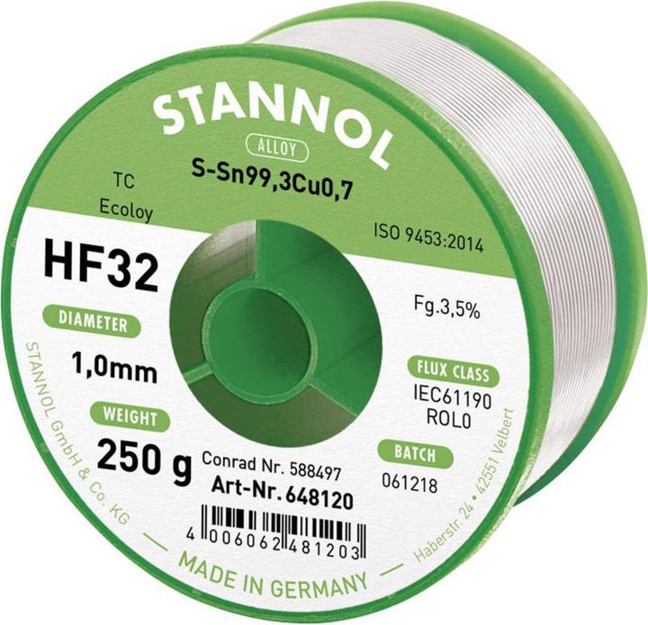 Produktbild Stannol Bleifreier, halogenfreier Lötdraht Sn99Cu0.7 (Lötspulenkit)