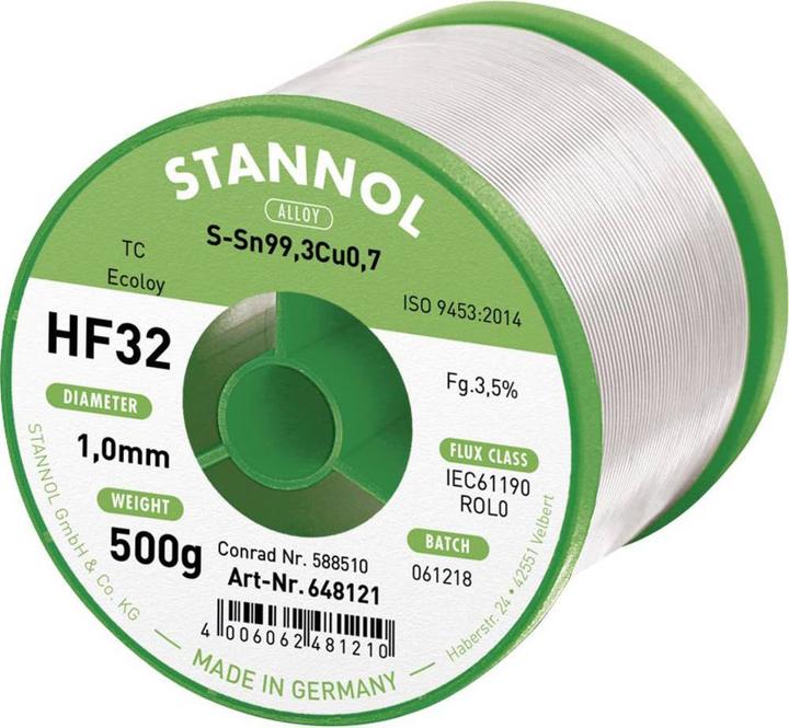 Stannol Bleifreier, halogenfreier Lötdraht Sn99Cu0.7 (Lötspulenkit)