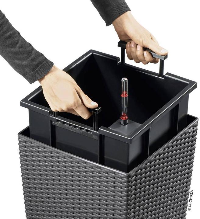 Immagine prodotto Lechuza Vaso per piante Cubico Cottage 30 nero con sistema di irrigazione del terreno incluso (32 x 29.50 x 56.50 cm)