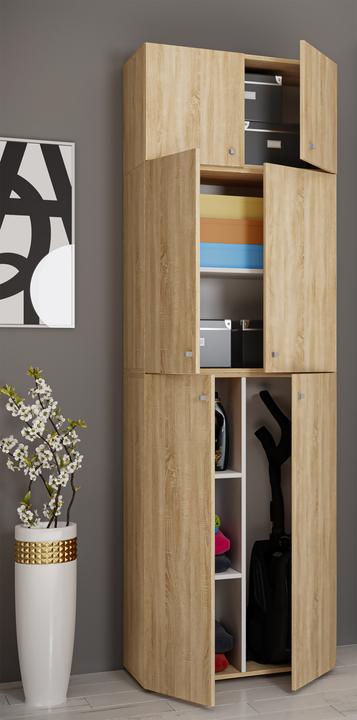 Image du produit VCM Holz Besen Putzschrank Lona mit Drehtüren Aufsatz (70 x 39 x 223 cm)