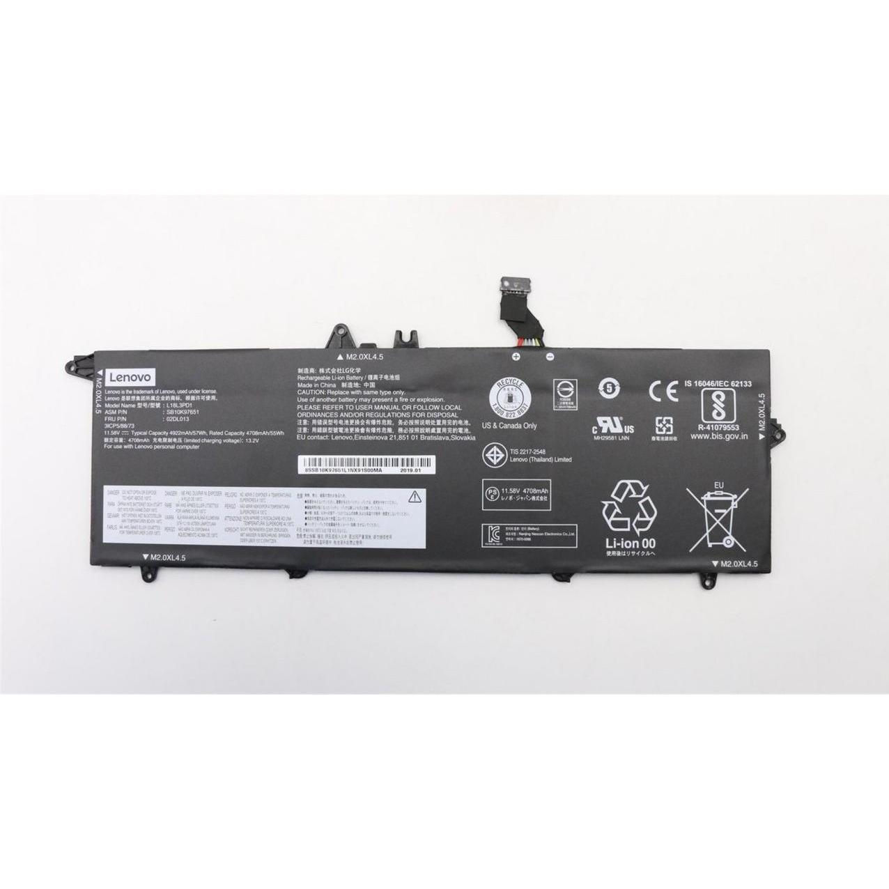Lenovo Internal,3c,57Wh,LiIon,SMP (3 Zellen), Notebook Akku